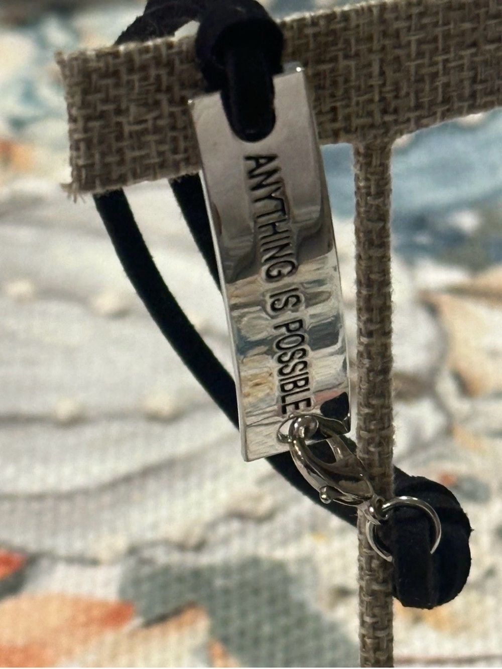 Inspirational Bracelet ~ ANYTHING IS POSSIBLE ~ Adjustable Black Laces